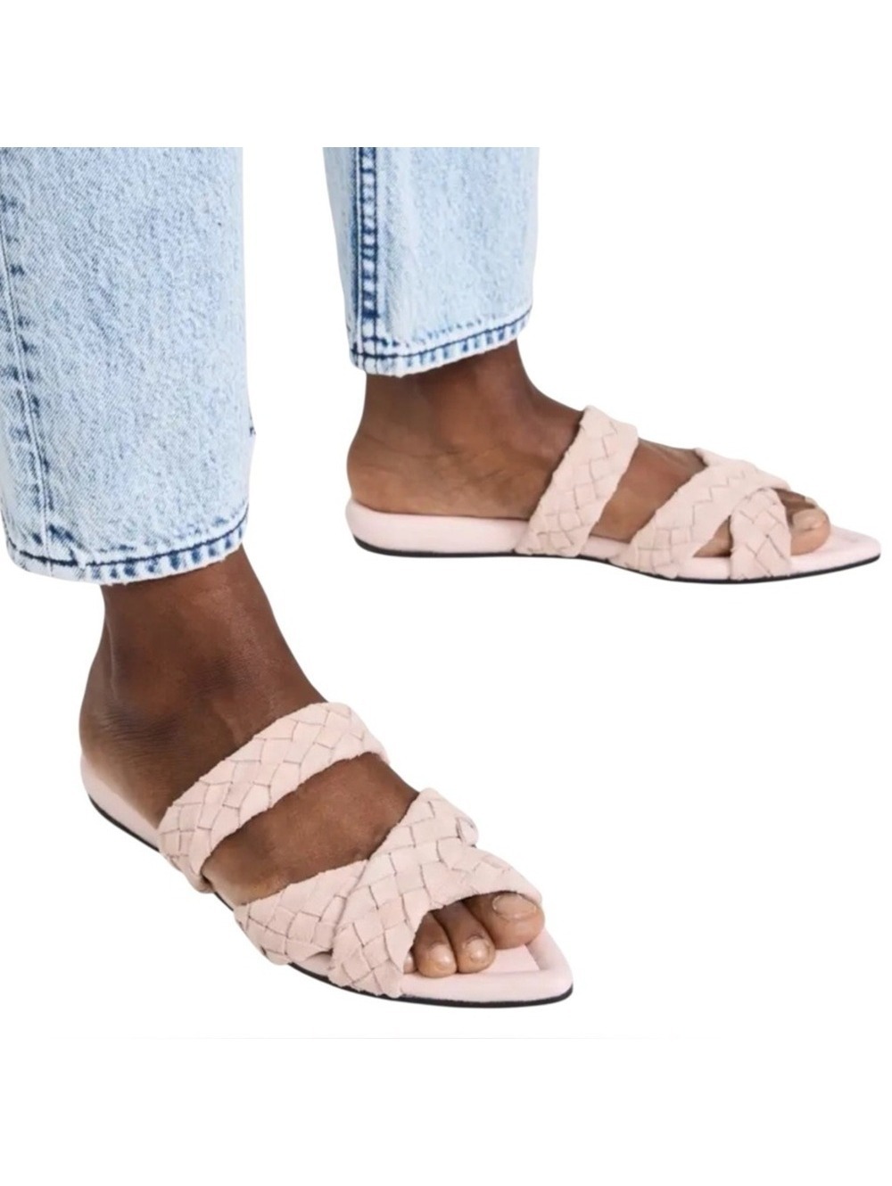 Rag & Bone Pink Woven Slide Sandals Flat Mule Shoes Size 7.5